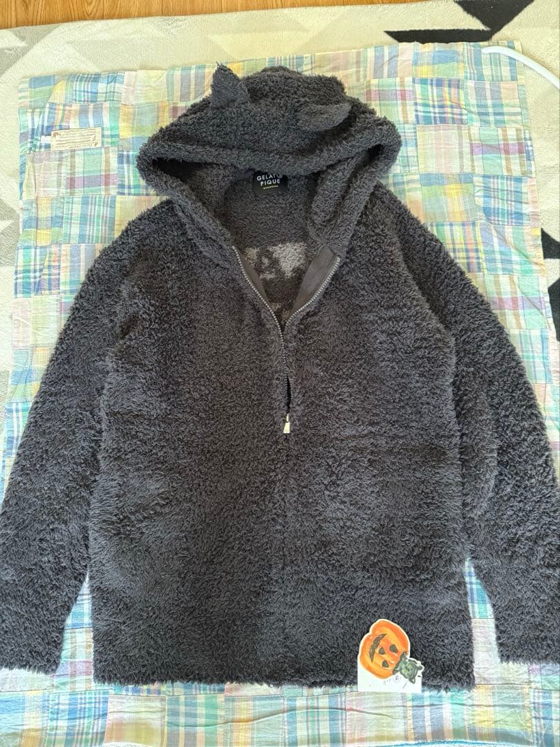 【新品未使用】ジェラートピケ黒猫❤︎耳付きもこもこパーカー⭐︎ハロウィン限定