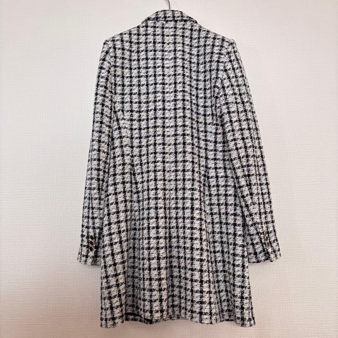 美品✨ザラ／チェック柄 ダブルブレストジャケット L ツイード　金ボタン
