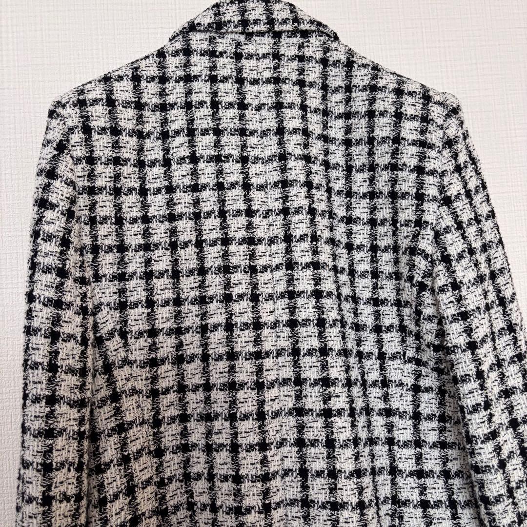美品✨ザラ／チェック柄 ダブルブレストジャケット L ツイード　金ボタン