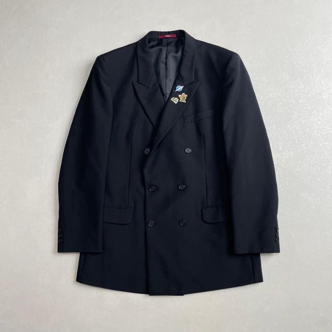 美品 90s セットアップ ブラック×ブルー ダブルスーツ DURBAN