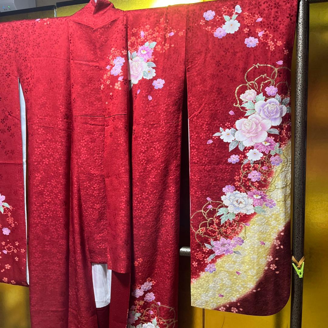 振袖　正絹　成人式　赤