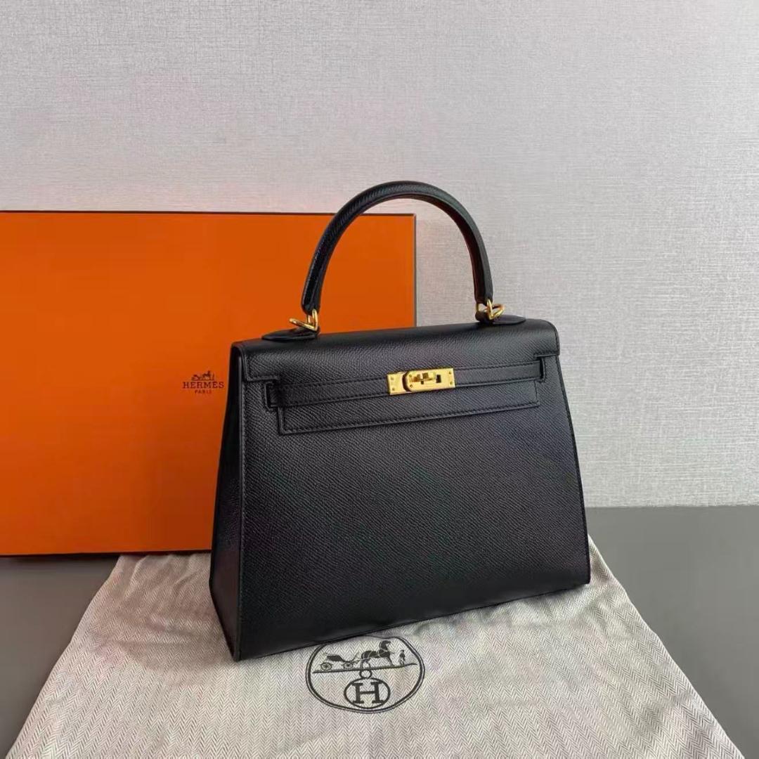 ケリー 25 黒ゴールド金具 トートバッグ