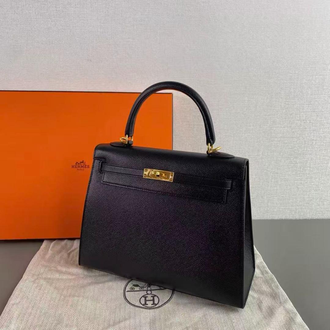 ケリー 25 黒ゴールド金具 トートバッグ
