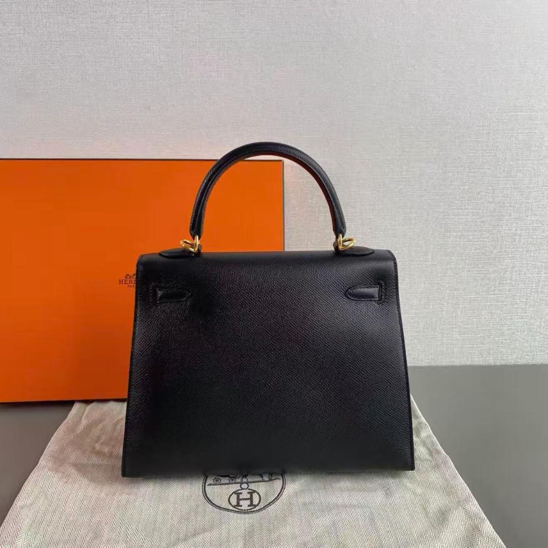 ケリー 25 黒ゴールド金具 トートバッグ
