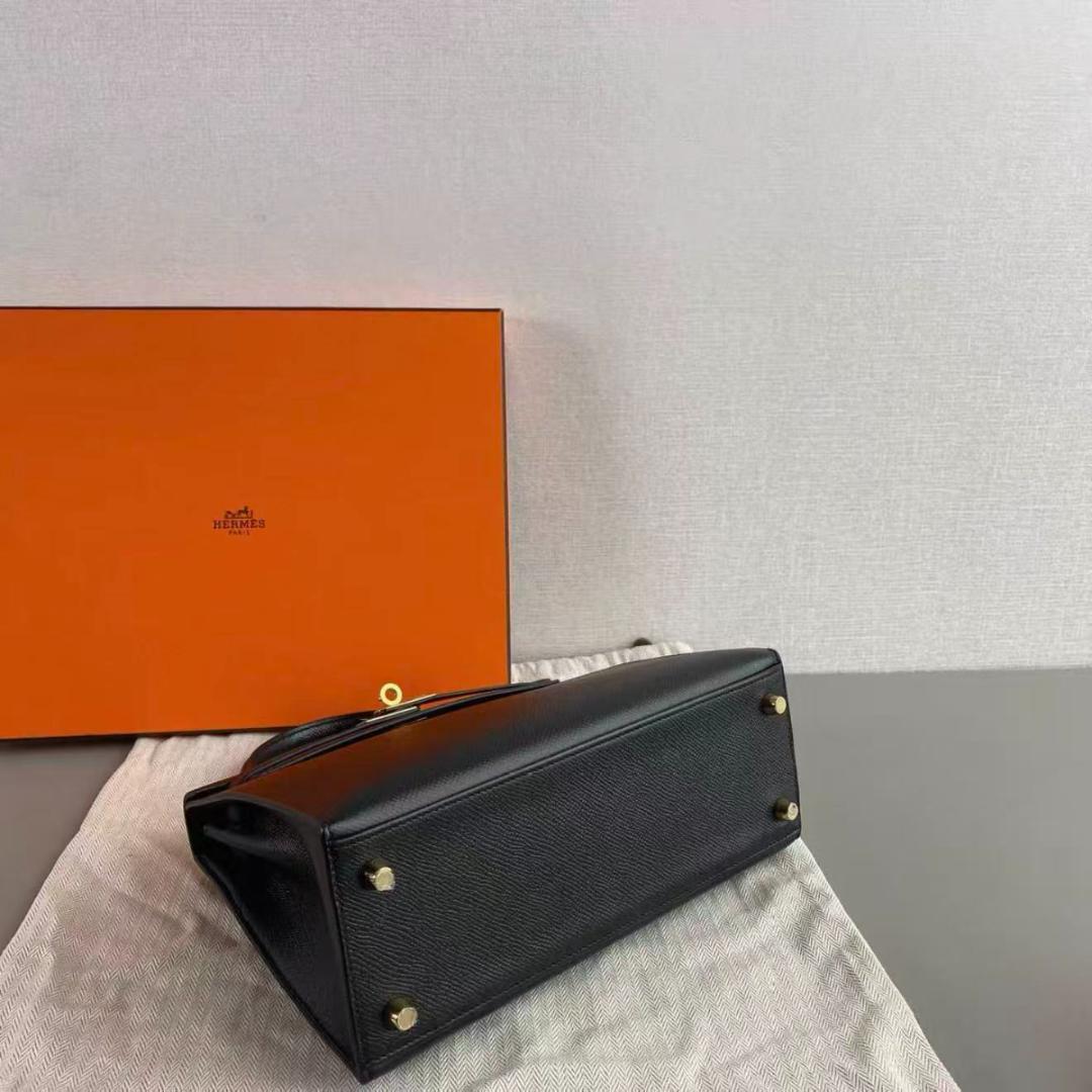 ケリー 25 黒ゴールド金具 トートバッグ