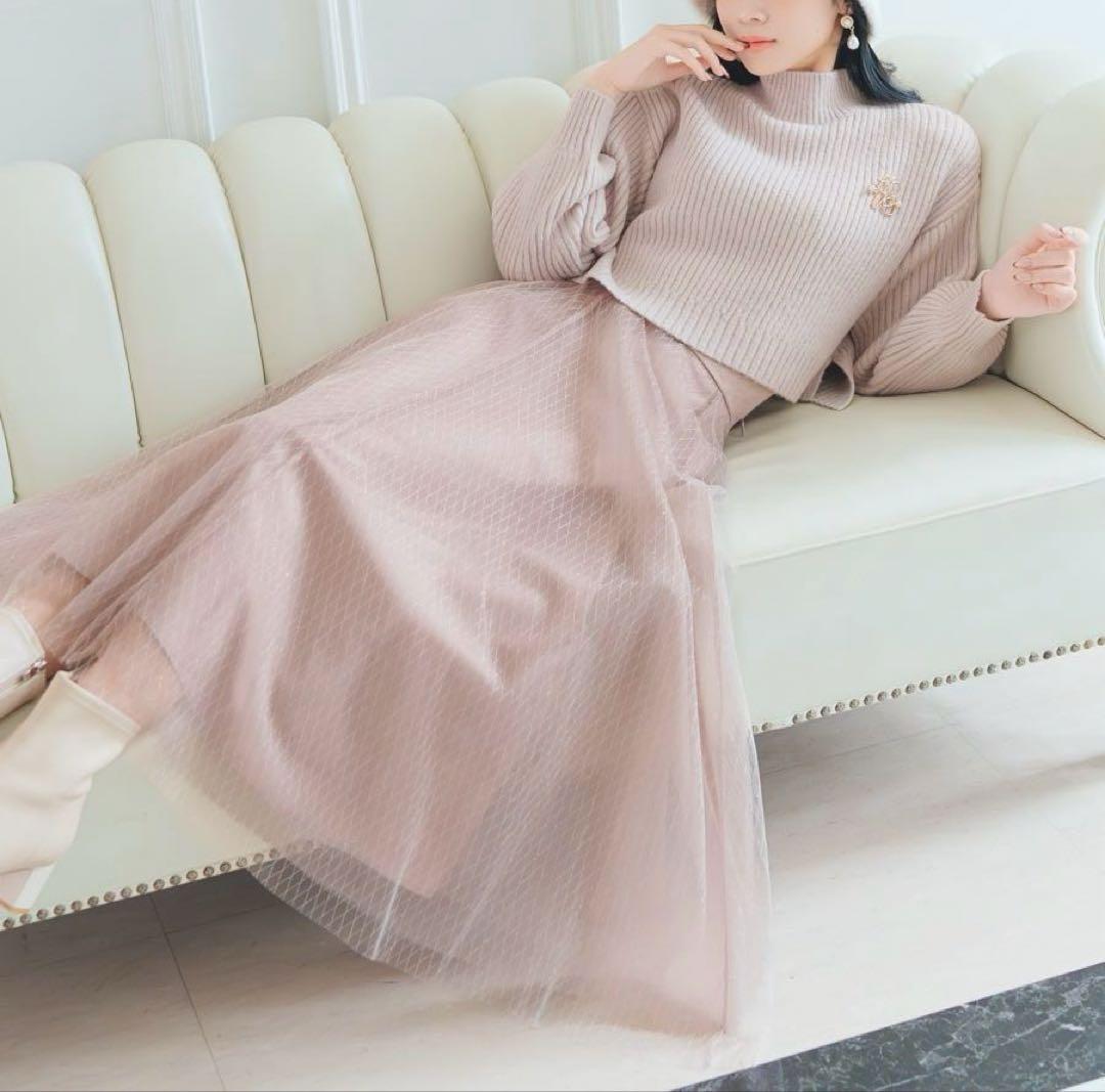 ウィルセレクション ラメ チュール ボリューム スカート 新品 タグ付 ピンク