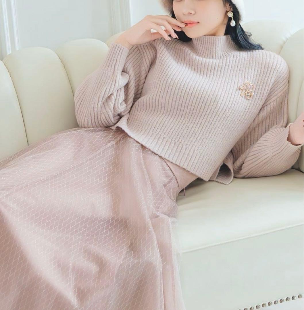 ウィルセレクション ラメ チュール ボリューム スカート 新品 タグ付 ピンク