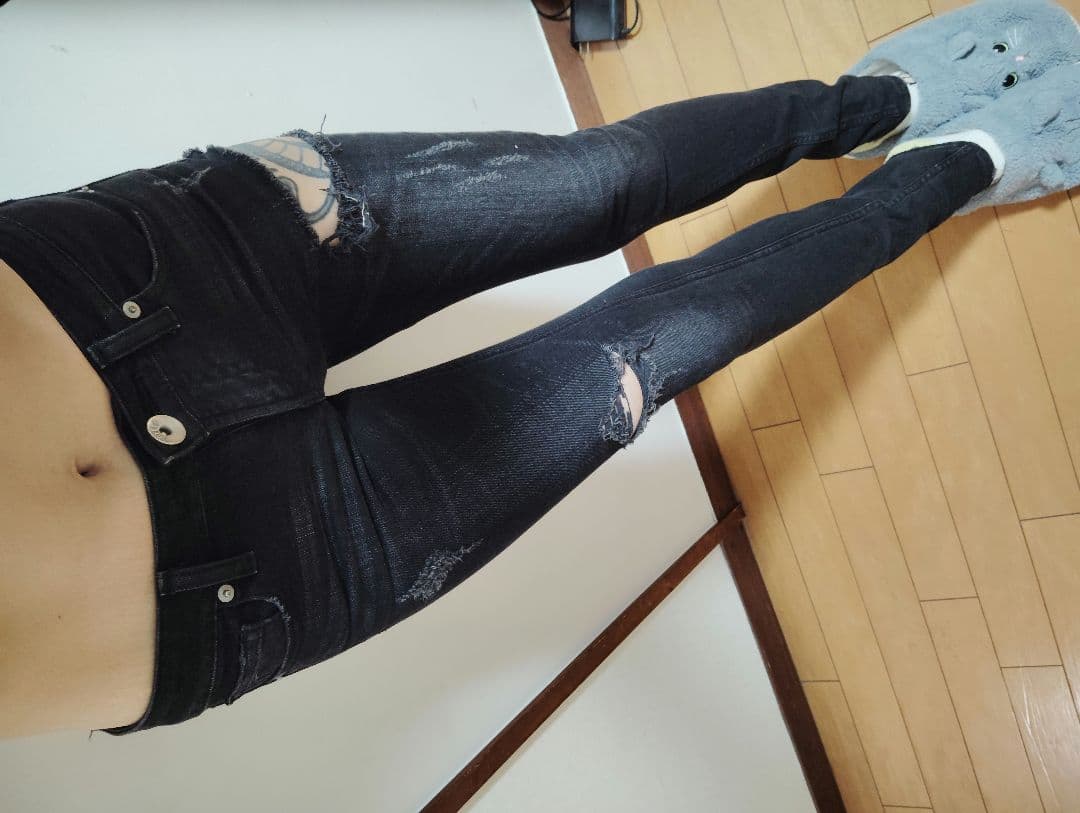 ジェイダ サイドリップドスキニーデニムパンツ