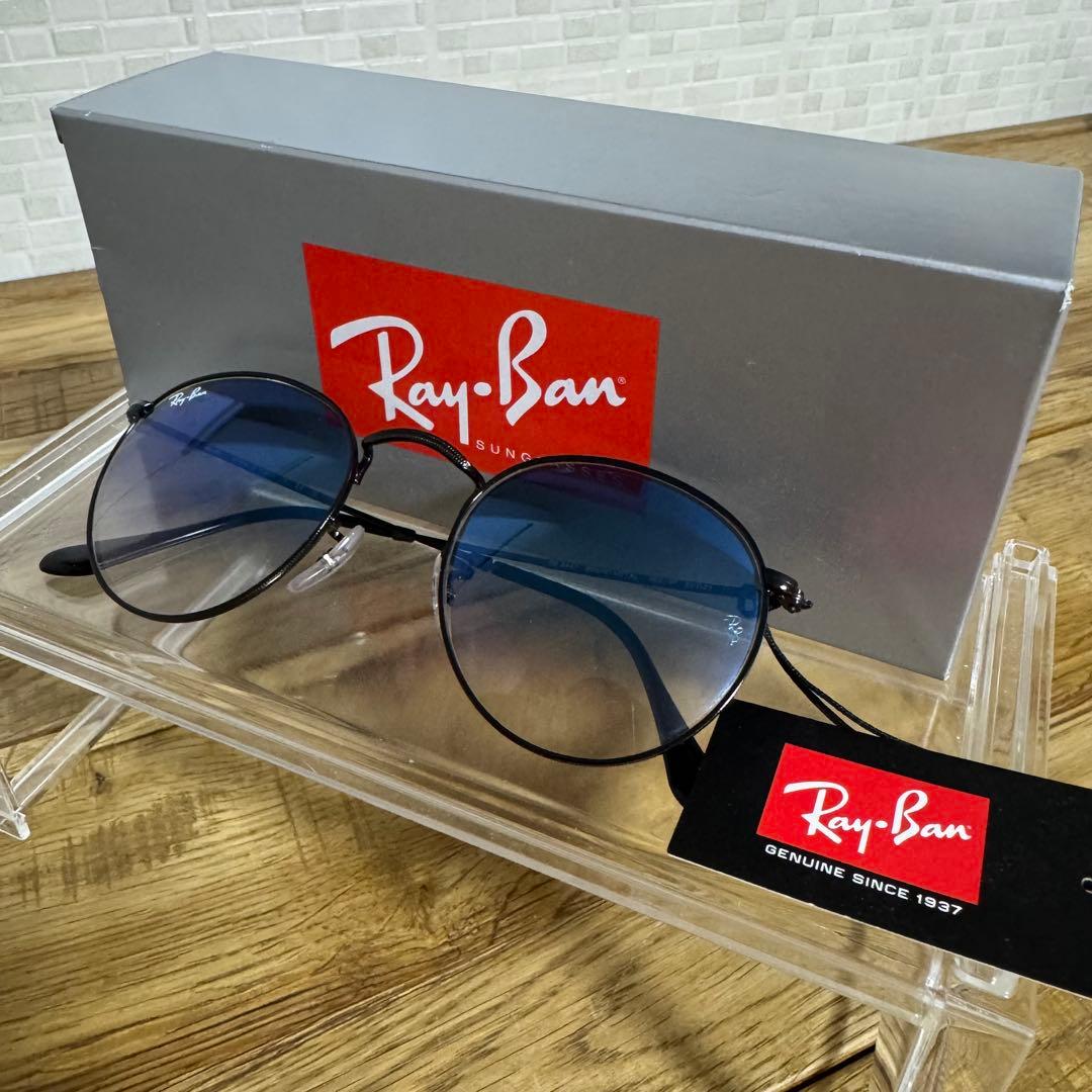【新品未使用品】Ray-Ban RB3447 ラウンドメタル ブルー