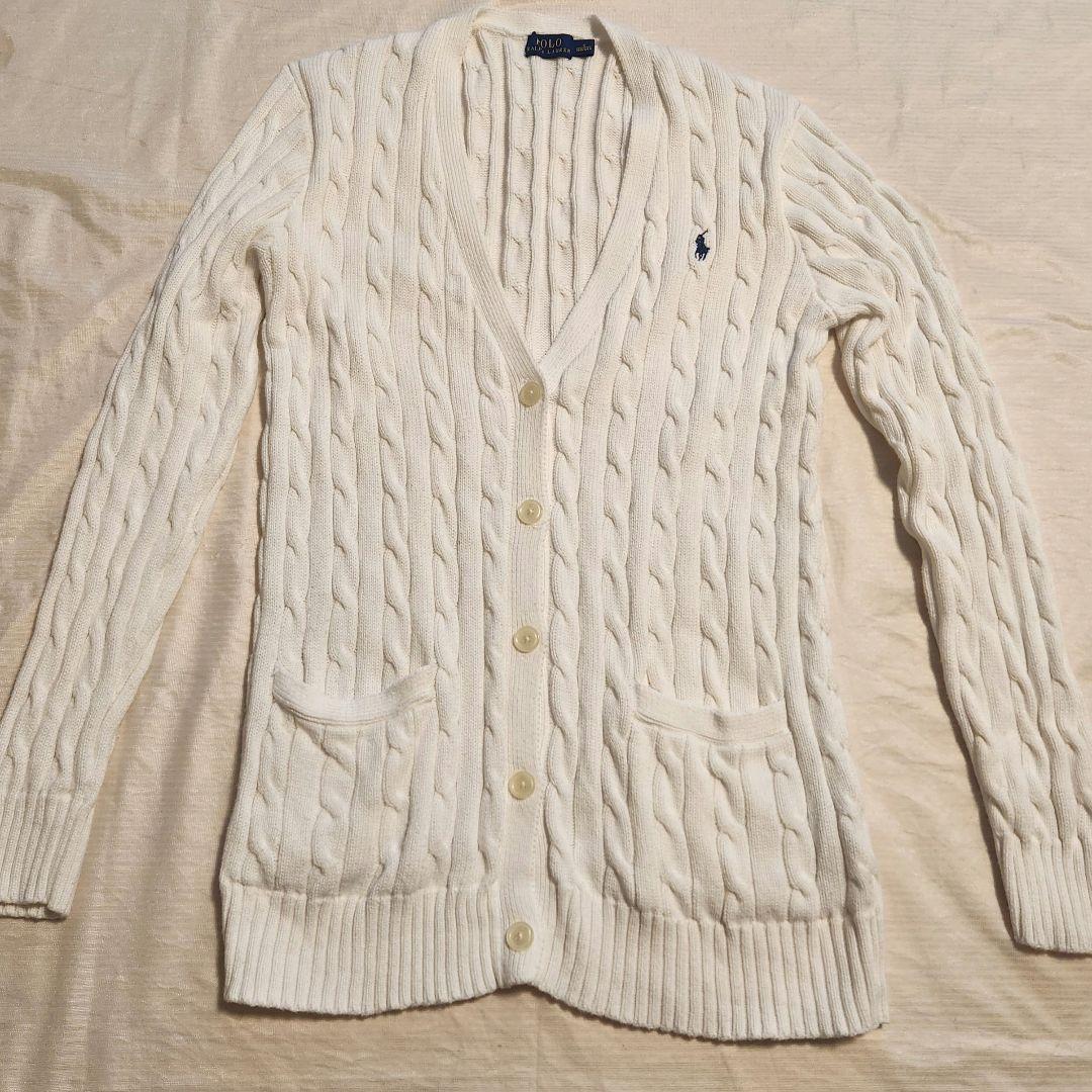 【美品✨】ポロラルフローレン　ケーブルニット　カーディガン 　Vネック　M