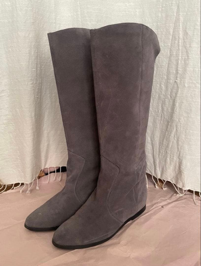 CRSO ROMA9グレー スエード ロングブーツ ファスナー付き#37