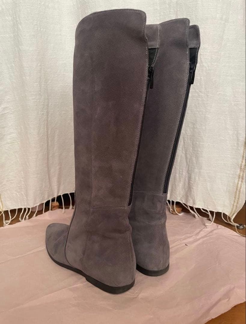 CRSO ROMA9グレー スエード ロングブーツ ファスナー付き#37