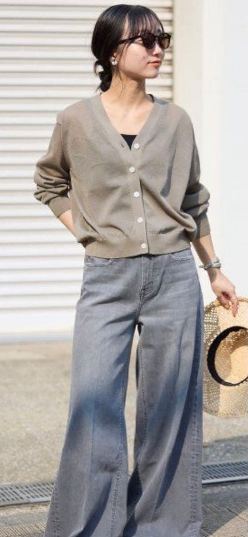 SLOBE IENA リネン混シアーカーディガン