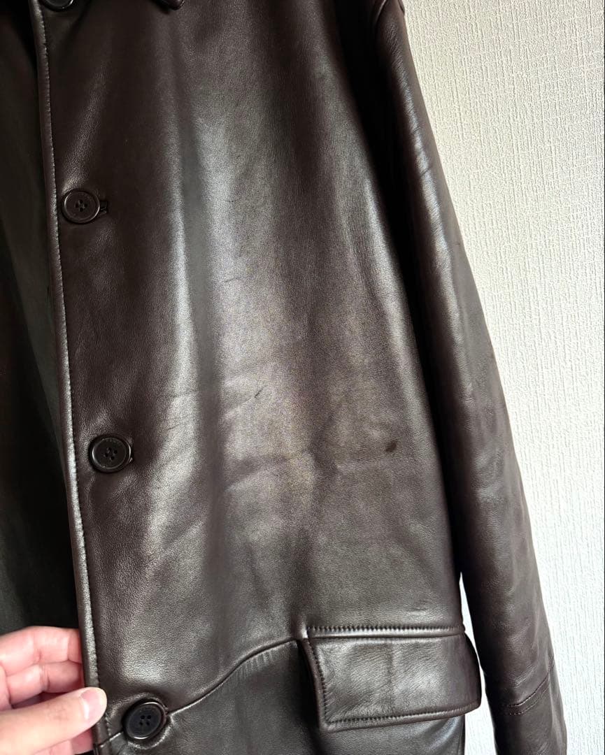 90s CERRUTI セルッティ 極厚ラムスキンレザー ハーフコート