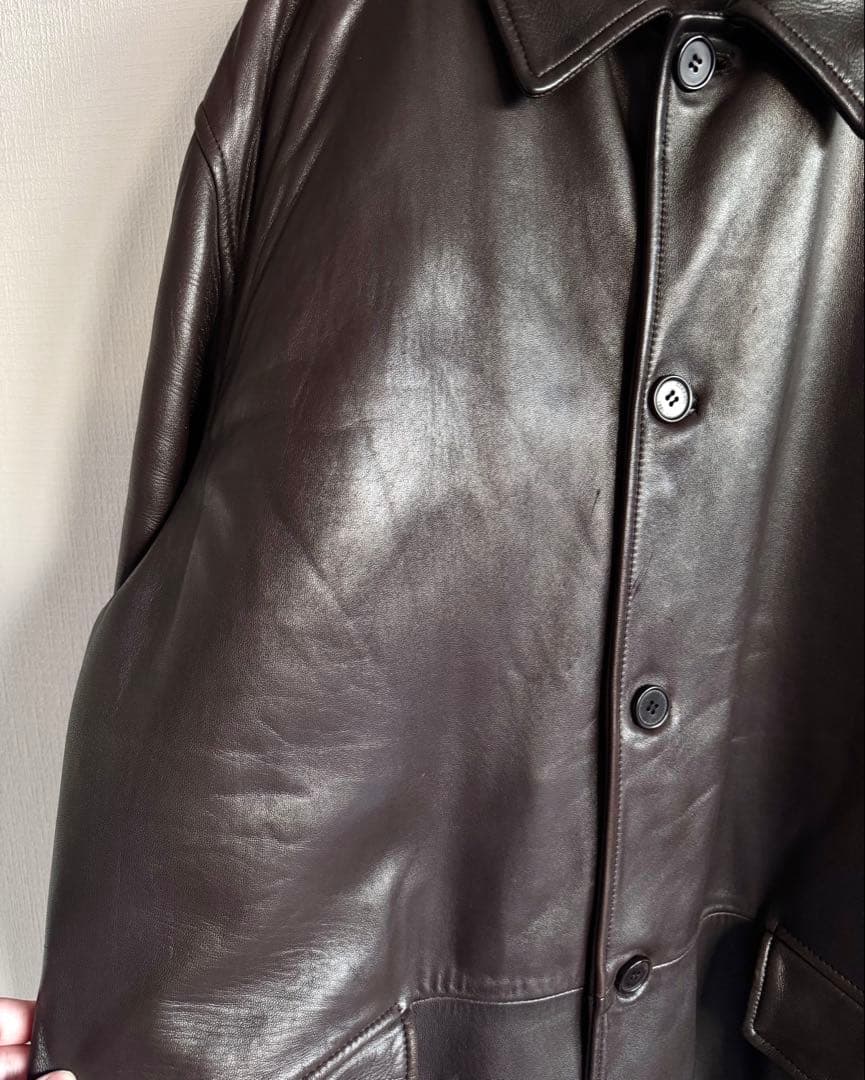 90s CERRUTI セルッティ 極厚ラムスキンレザー ハーフコート
