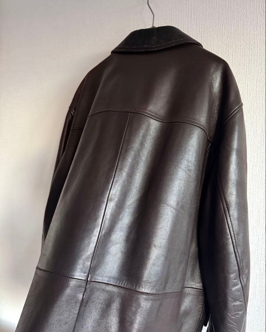 90s CERRUTI セルッティ 極厚ラムスキンレザー ハーフコート