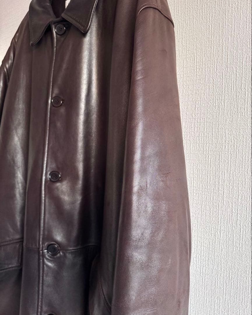90s CERRUTI セルッティ 極厚ラムスキンレザー ハーフコート