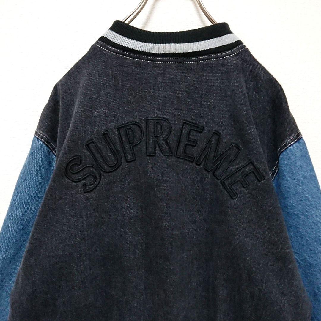 希少 即完売 シュプリーム 刺繍 アーチロゴ スナップボタン デニム ジャケット