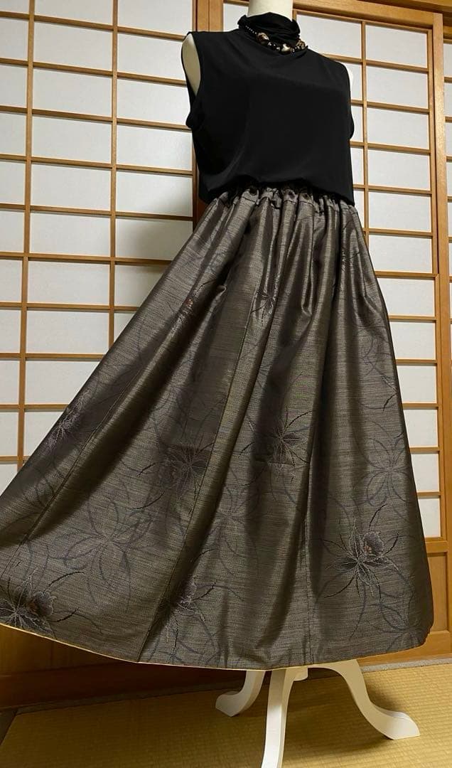 41A着物リメイク　本場大島紬　スカート
