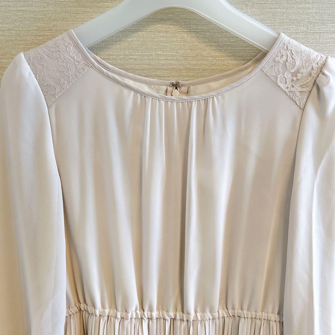 any sis フェミニンプリーツ ワンピース 洗える ベージュ M 美品✨