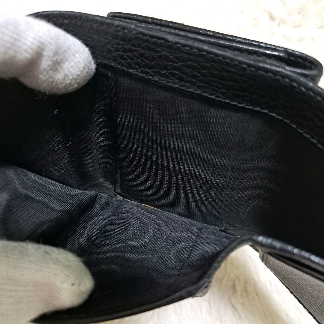 ✨極美品✨グッチ　三つ折り　マーモント　レザー　ブラック　黒　GG金具