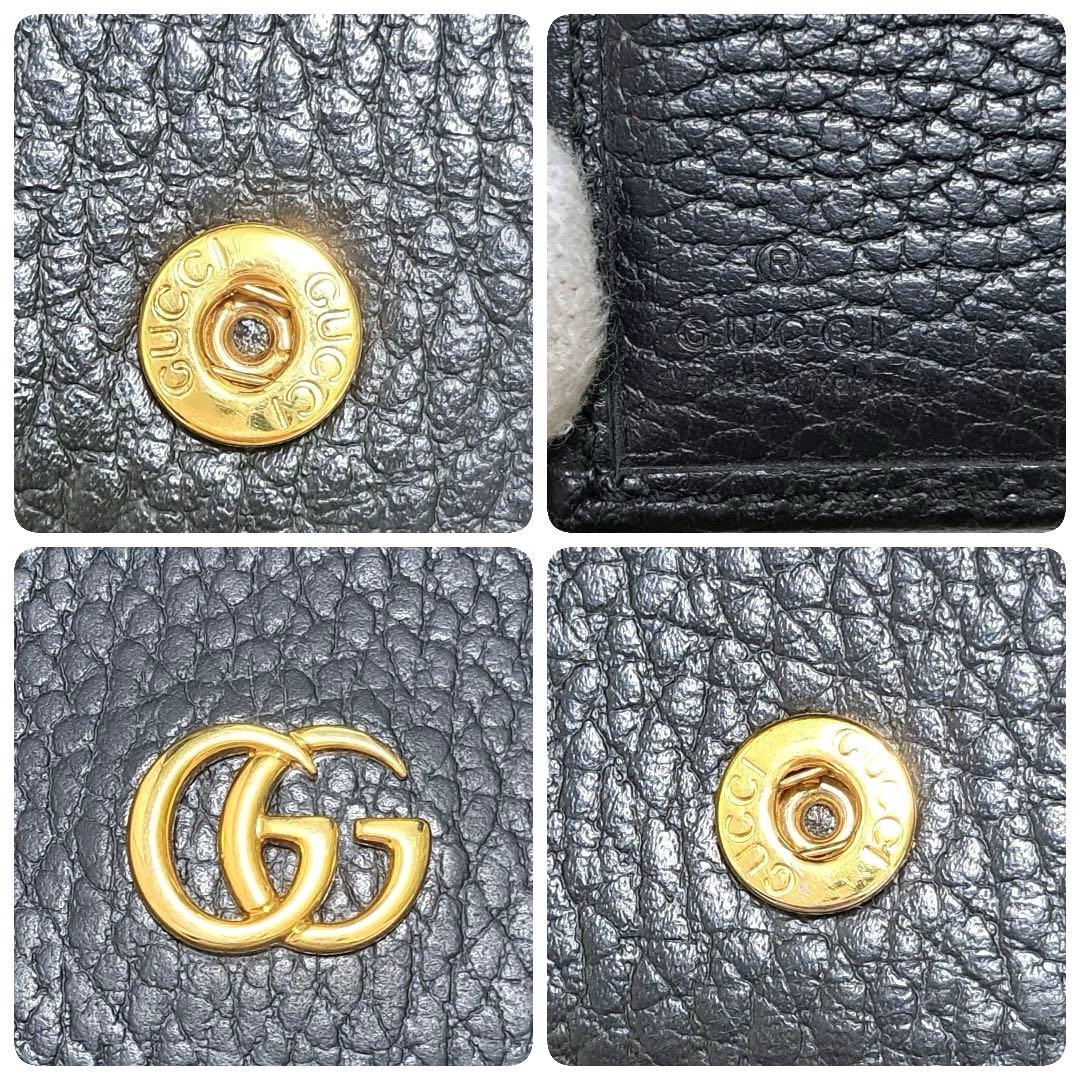 ✨極美品✨グッチ　三つ折り　マーモント　レザー　ブラック　黒　GG金具