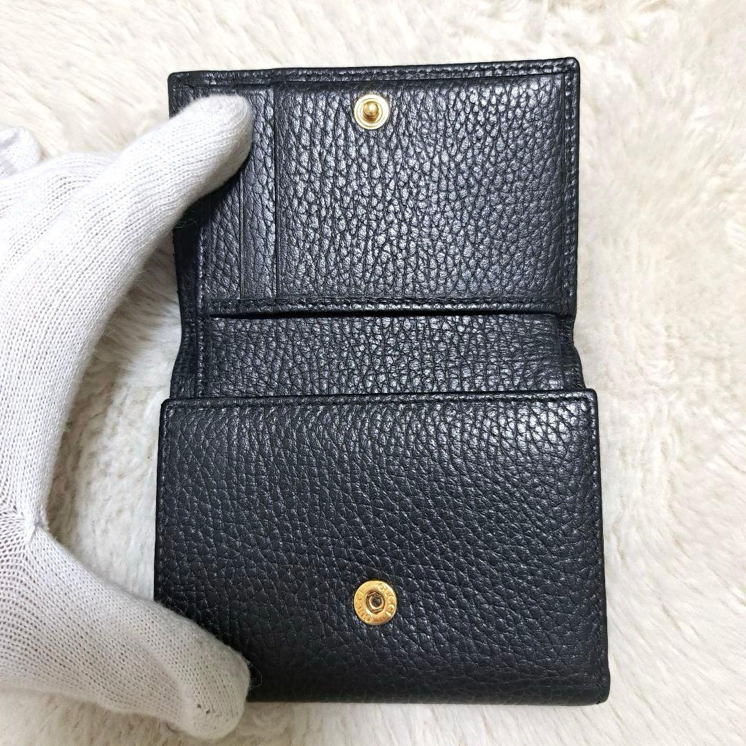 ✨極美品✨グッチ　三つ折り　マーモント　レザー　ブラック　黒　GG金具