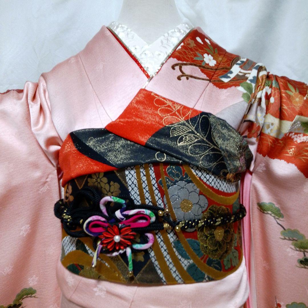 振袖 フルセット　金彩　正絹　駒刺繍　 着付け小物一式付き