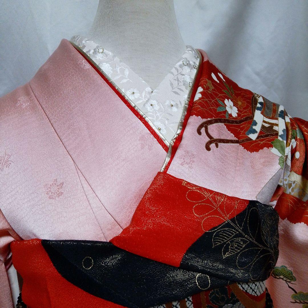振袖 フルセット　金彩　正絹　駒刺繍　 着付け小物一式付き