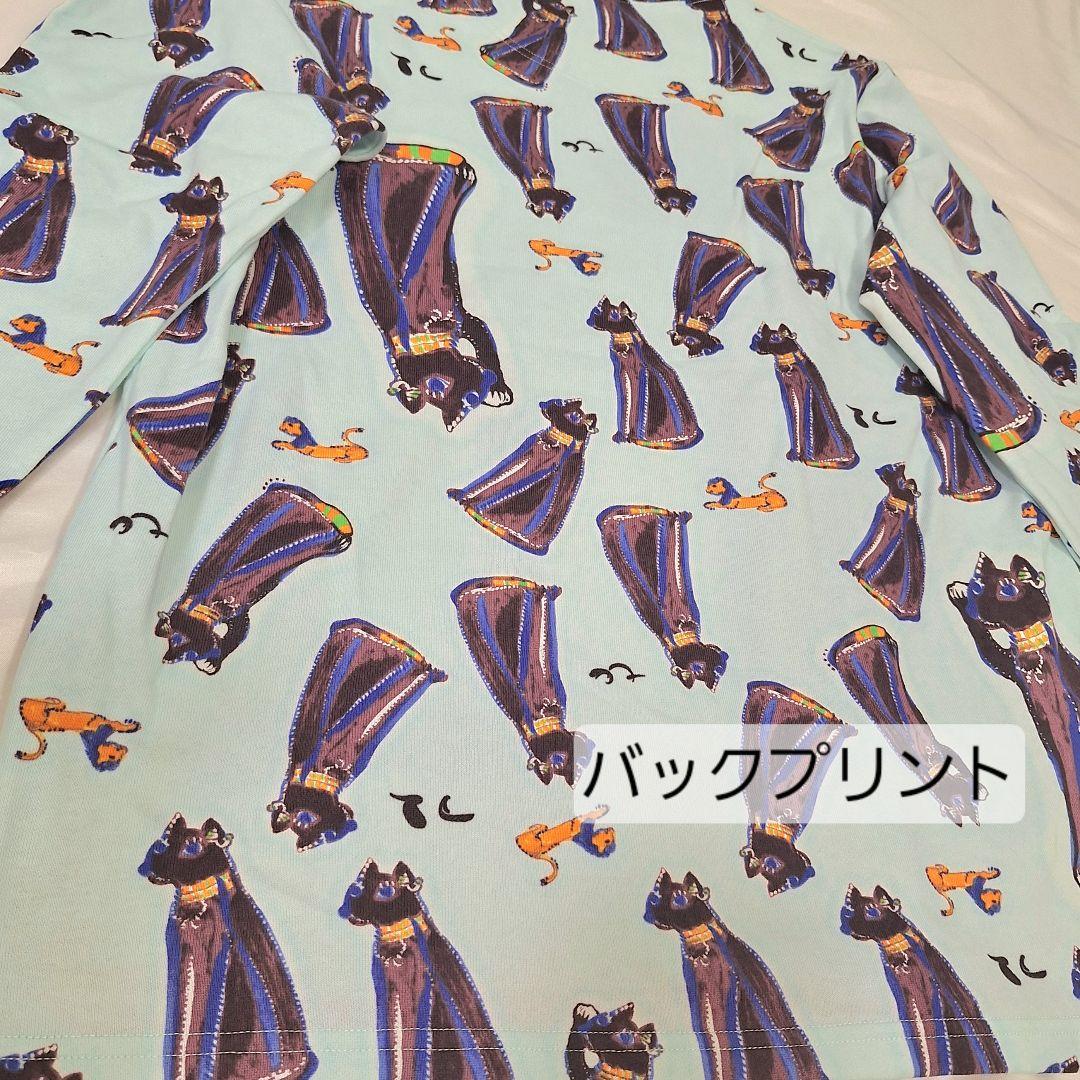 ツモリチサト スリープ パジャマ M 猫　バックプリント　ブルー　ルームウエア