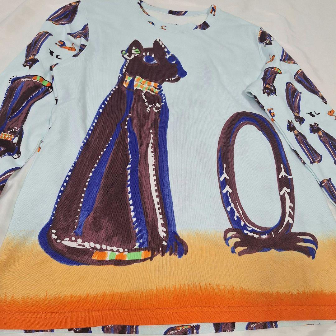 ツモリチサト スリープ パジャマ M 猫　バックプリント　ブルー　ルームウエア