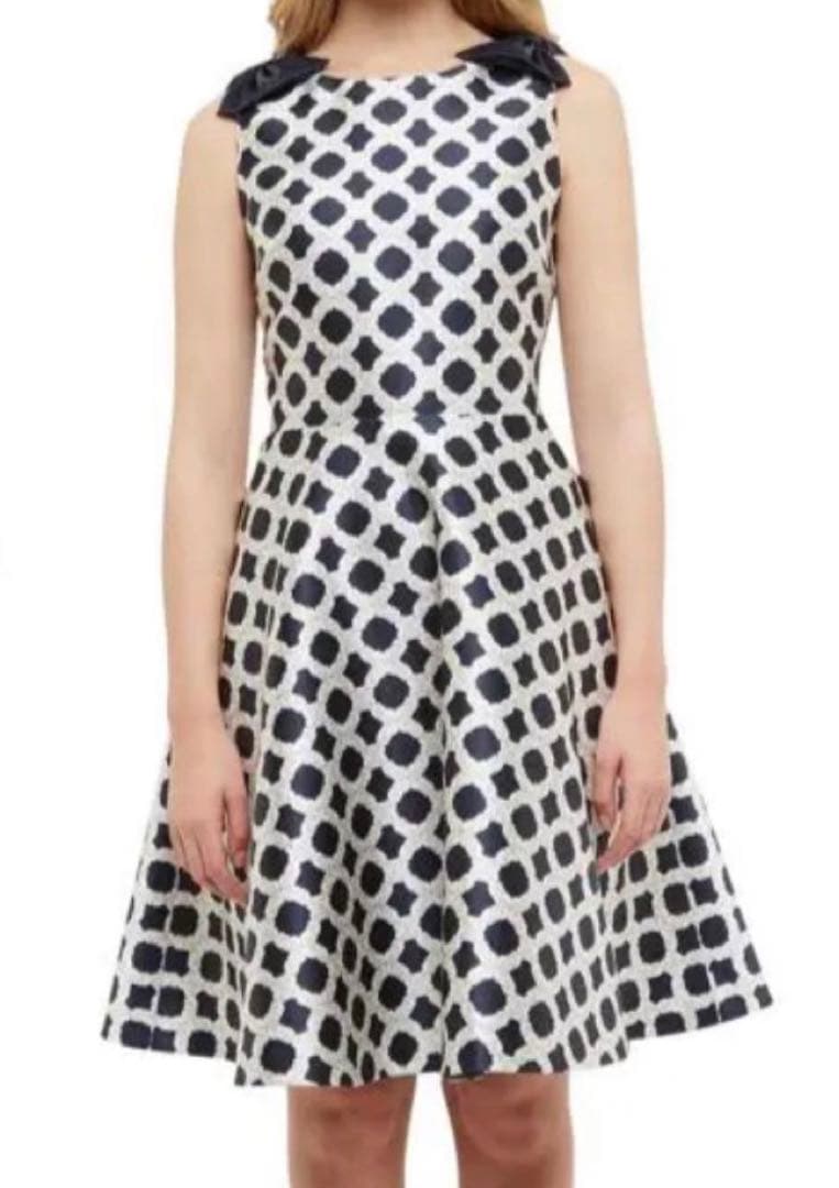 新品未使用　テッドベイカー　TEDBAKER リボン付柄フィット＆フレアーワンピ