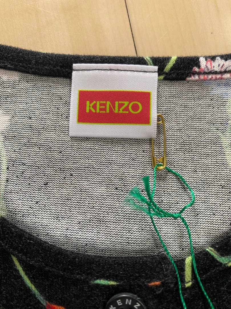 【90年代デッドストック未使用品】KENZOケンゾー花柄カーディガン黒カットソー
