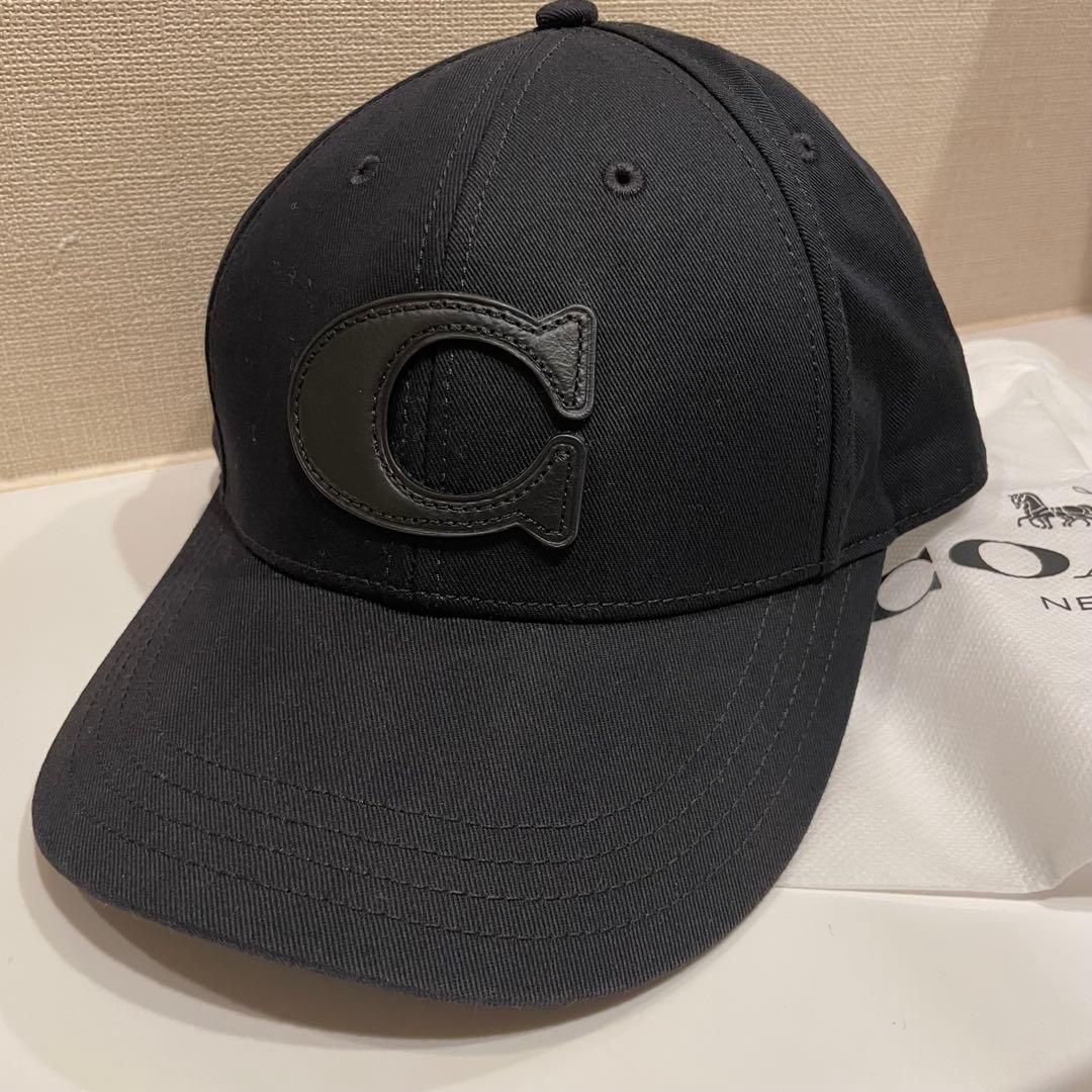 ★美品★ COACH キャップ　つば裏　シグネチャーロゴ　レザー　コーチ cap