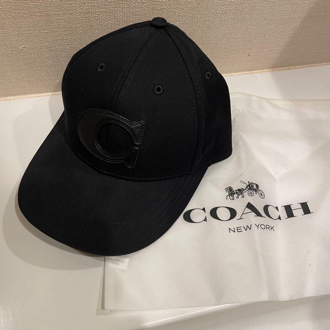 ★美品★ COACH キャップ　つば裏　シグネチャーロゴ　レザー　コーチ cap
