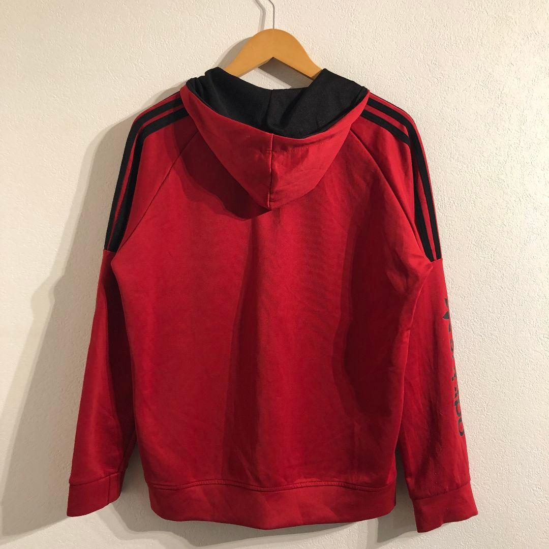 adidas フルジップジャケット XL レッド ジップポケット付