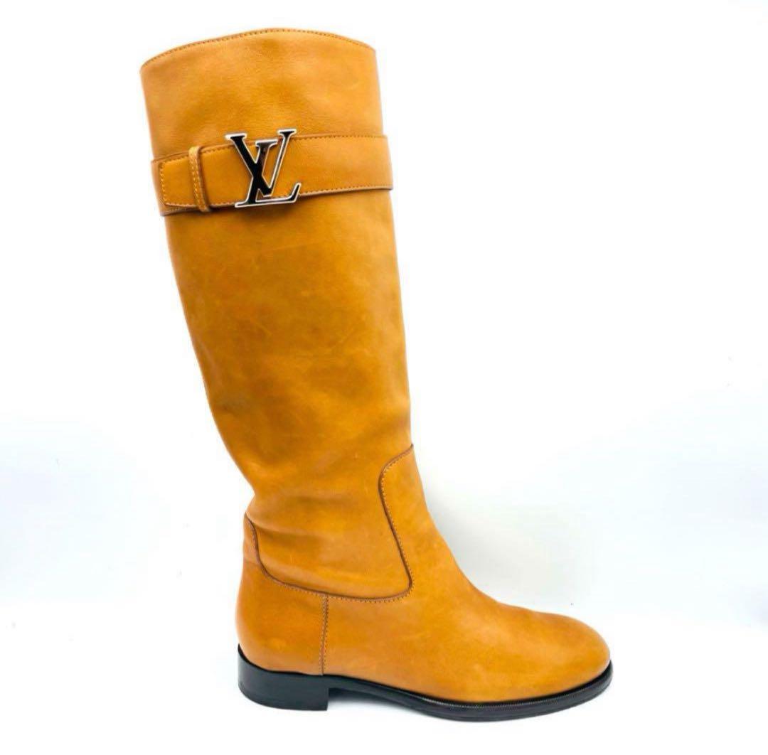 ルイヴィトン　ロングブーツ　ロゴ　LV レザー　キャメル　1867