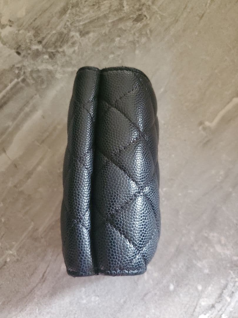 CHANEL シャネル キャビアキンマトラッセ 三折 ミニ財布