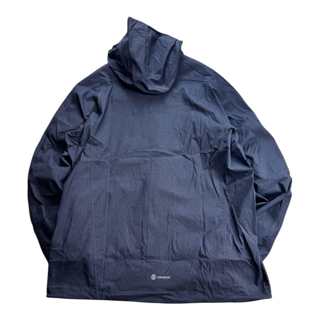 B新品 L アディダス adidas デニム風 ウーブン セットアップ 上下 紺