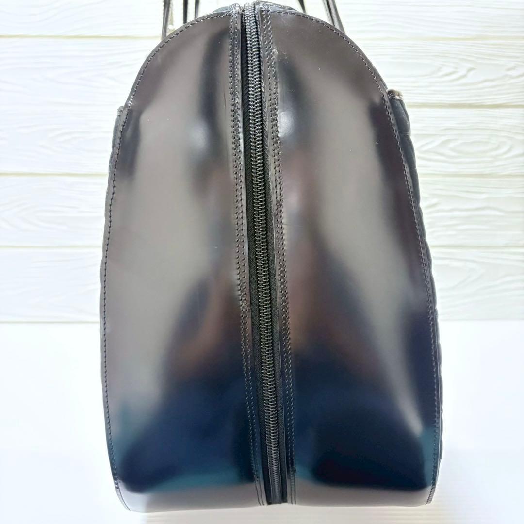 BALLY バリー キルティング ボストンバッグ レザー ブラック シルバー金具