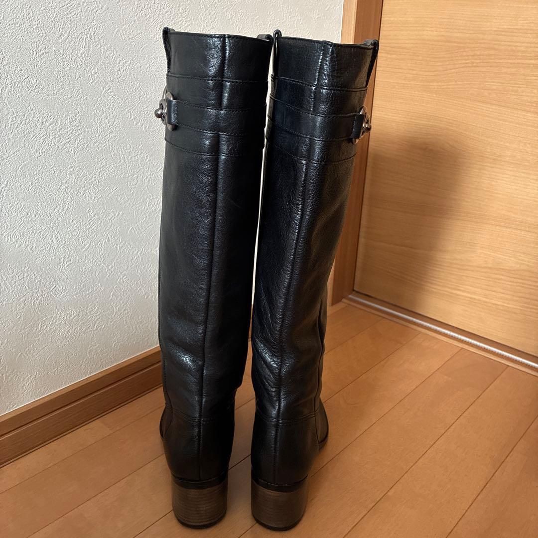 COACH コーチ　ロングブーツ レザー　ブラック　バックル付き　7.5