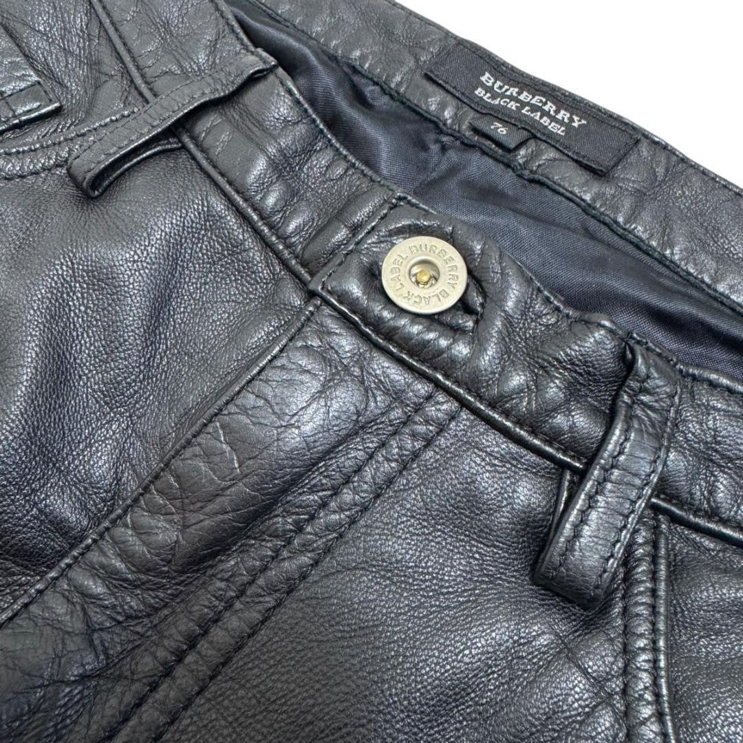 ✨美品✨BURBERRY BLACK LABEL　山羊革　レザーパンツ　黒　76