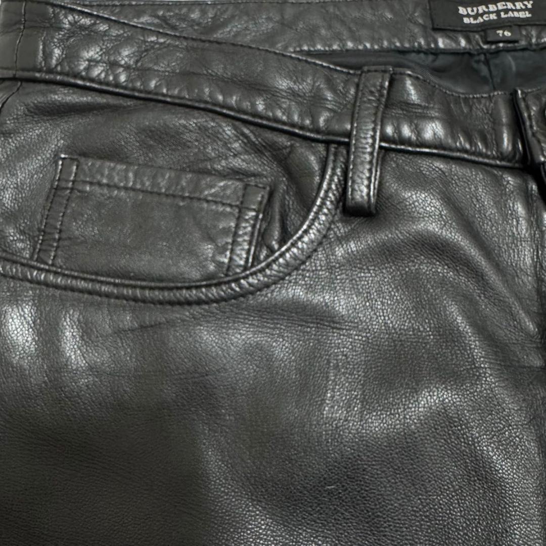 ✨美品✨BURBERRY BLACK LABEL　山羊革　レザーパンツ　黒　76