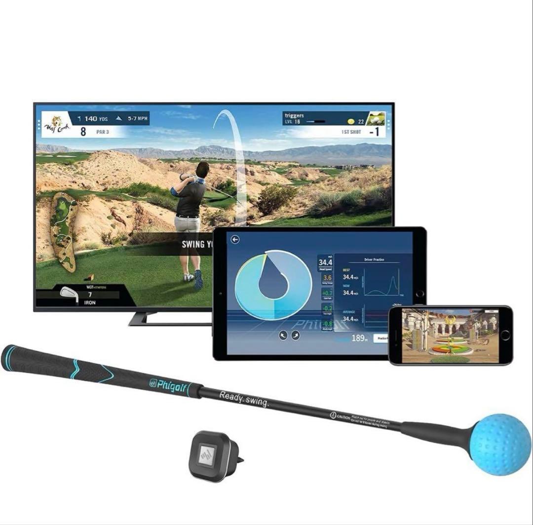 【美品】Phigolf ファイゴルフ スイングトレーナー 室内練習 センサー付き