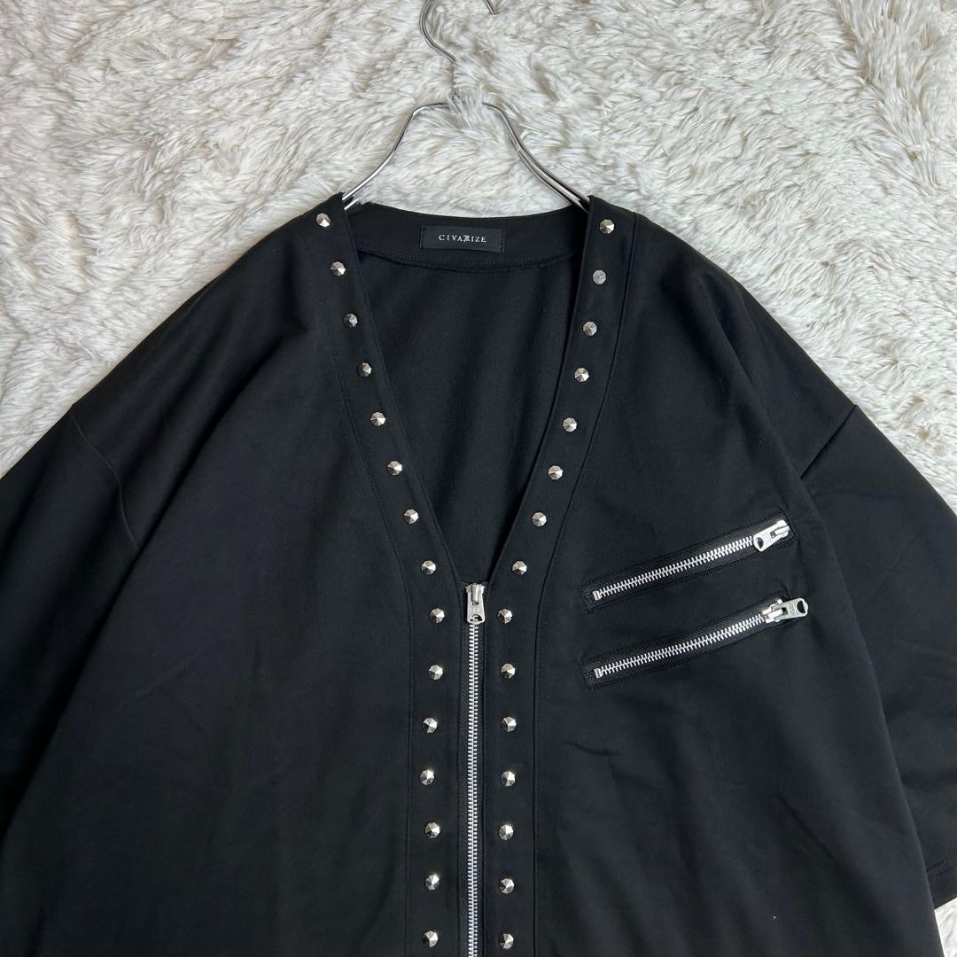 CIVARIZE シヴァーライズ スタッズ 半袖 ジップ Tシャツ FREE