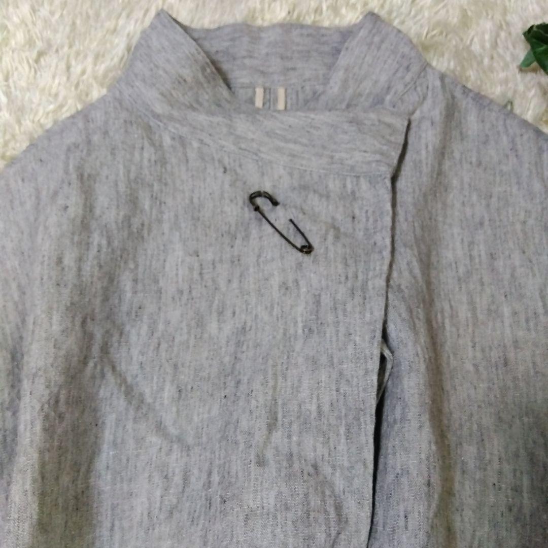 新品タグ付　LOISIR ロワズィール リネンポンチョ 　カーディガン麻 グレー