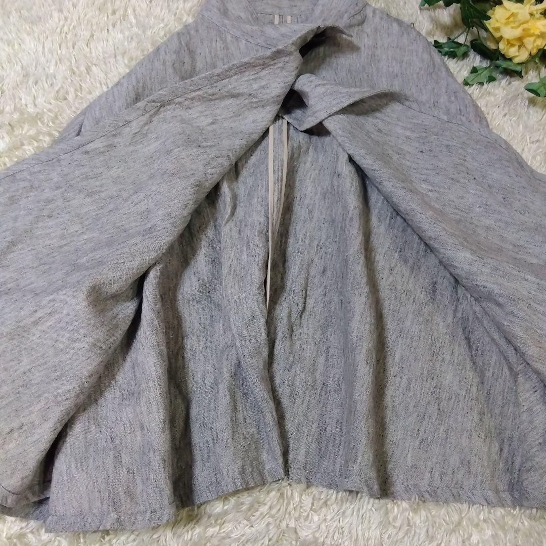 新品タグ付　LOISIR ロワズィール リネンポンチョ 　カーディガン麻 グレー