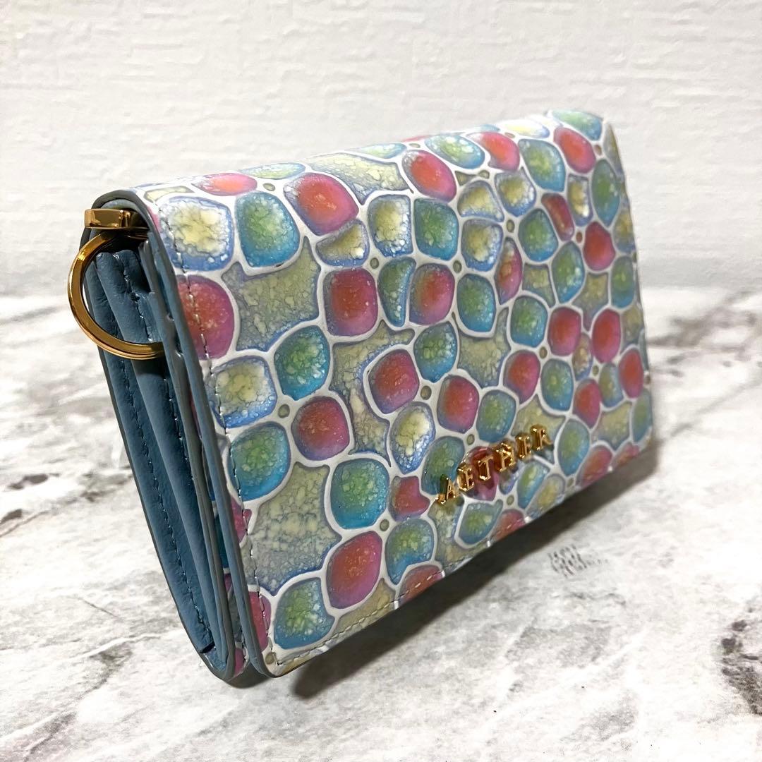 希少✨エーテル AETHER オルテンシア 紫陽花柄 エナメルレザー 折り財布