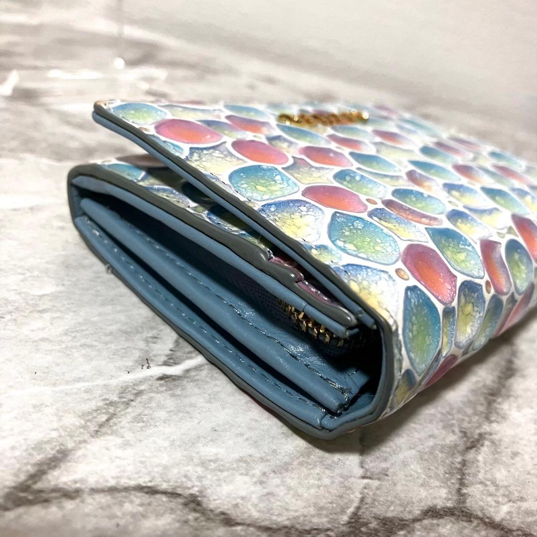 希少✨エーテル AETHER オルテンシア 紫陽花柄 エナメルレザー 折り財布