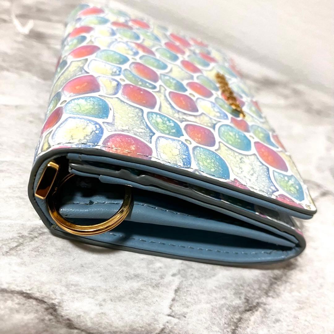 希少✨エーテル AETHER オルテンシア 紫陽花柄 エナメルレザー 折り財布